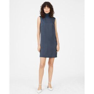Club Monaco Navy Blue Jourdan satin Mockneck sleeveless Dress size 0
